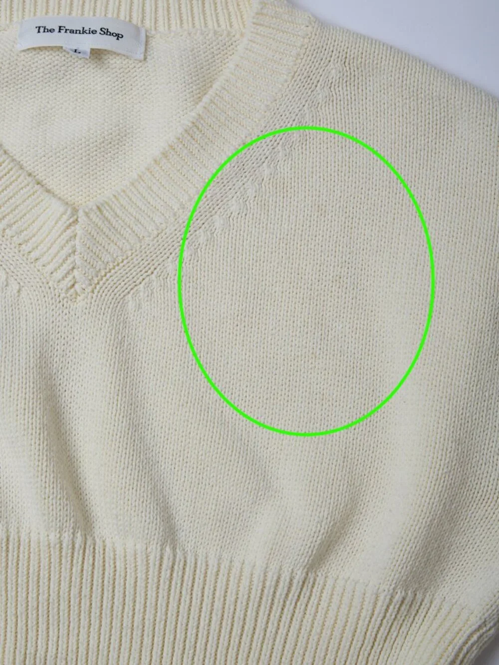 The Frankie Shop 100% Cotton Cropped V-Neck Ivory Sweater cottagecore coastal